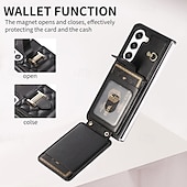 economico Cover Samsung-telefono Custodia Per Z Fold 5 Z Fold 4 Z Fold 3 Per retro con cordino con cinturino da polso Slot per schede Retrò TPU pelle sintetica