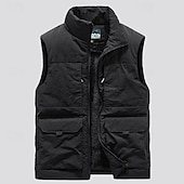 halpa Gilets-Miesten Kalastusliivi Päivittäin Vapaa-aika 봄 &amp; Syksy Tasku Polyesteri Mukava Yhtenäinen väri Vetoketju Stand-kaula-aukko Musta Khaki Tumman sininen Tumman harmaa Liivi