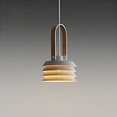 economico Luci a sospensione-lampada a sospensione in metallo lampada a sospensione moderna di metà secolo luci a sospensione in ferro bianco con strato design fienile lampadario nordico vintage per sala da pranzo 110-240v 21cm