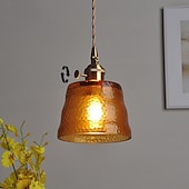 ieftine Lumini pandantive-Mini pandantiv din sticlă transparentă cu întrerupător lampă vintage rustică mică pandantiv lumina retro fermă pandantiv iluminat decorativ pandantiv pentru hol noptieră peste masă