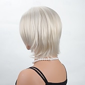 baratos peruca mais velha-perucas loiras curtas para mulheres peruca bob peruca natural reta parte lateral cabelo para festa diária cosplay