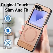 halpa Samsung-kotelot-puhelin Etui Käyttötarkoitus Z Flip 6 Z Flip 5 Z Flip 4 Z Flip 3 Takakuori Magneetti Tukee langatonta latausta Iskunkestävä Retro TPU PC
