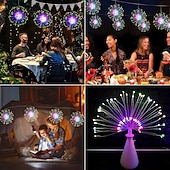 baratos Luzes solares de corda-4 luzes de fogos de artifício solares, luzes de caminho solares 360 leds com controle remoto 8 modos, luzes externas à prova d&#039;água para jardim, quintal, pátio, passarela, decorações de natal e