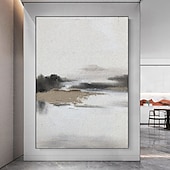 お買い得  風景画-手描きのわびさびアートワーク絵画壁アート油絵キャンバスに手作りベージュ抽象画一組ベージュテクスチャ壁アートニュートラル抽象壁アートボヘミアンウォールデコレーション