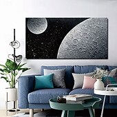 abordables Peintures fleurs/botaniques-Peinture texturée blanche et noire peinte à la main, surdimensionnée, 3D, abstraite, au clair de lune, grande peinture minimaliste texturée noire et blanche pour décoration murale de salon, de chambre