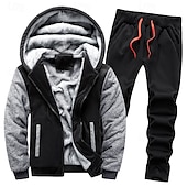 cheap Basic Tracksuits-Men's Tracksuit Sweatsuit Black Red Navy Blue Light Grey Dark Gray Hooded Color Block Drawstring 2 Piece Streetwear Cool Spring Fall Clothing Apparel Hoodies Sweatshirts