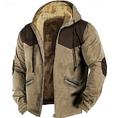 economico felpe in pile-Per uomo Felpa con cappuccio e zip Felpa con cappuccio a zip intera Sherpa peloso Giacca in pile Felpa con cappuccio in pile Blu Marrone Verde Grigio Con cappuccio Pop art Zip Up Cerniera Tasche