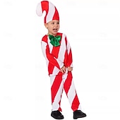 ieftine Costume de Craciun pentru adulti-trestie de bomboane Costum Bărbați Băieți Crăciun Ajunul Craciunului Costum Cosplay Adulți Pentru copii Crăciun Vârf Pantaloni Guler Pălărie