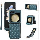 זול מארז סמסונג-טלפון מגן עבור Z Flip 6 Z Flip 5 Z Flip 4 Z Flip 3 כיסוי אחורי עם מעמד רוכסן חריץ לכרטיס רטרו TPU עור PU