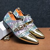 economico Semi-formale-scarpe formali da uomo con puntale in metallo dorato e dettaglio fibbia - elegante design con lacci per feste ed eventi speciali