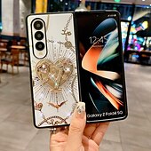 abordables Coques Samsung-téléphone Coque Pour Pliage en Z 6 Z Fold 5 Z Fold 4 Coque Arriere Avec Support avec dragonne Antichoc Rétro TPU PC