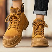 baratos Botas de trabalho-Homens Botas Botas de trabalho Couro Premium Confortável Antiderrapante Com Cadarço Amarelo Cáqui