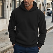 billige grunnleggende hettegensere for menn-Herre Hattetrøje Denim blå Svart Navyblå Kakifarget Grå Med hette عادي Lomme Snorer Lomme foran Sport &amp; Utendørs Daglig Ferie Polyester Gatemote Grunnleggende Fritid Vår &amp; Vinter Klær Gensere Gensere