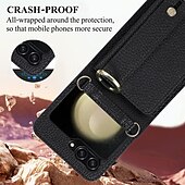 baratos Capa Samsung-telefone Capinha Para Z Virar 6 Z Flip 5 Z Flip 4 Z Flip 3 Capa traseira Com Suporte com cordão com pulseira Retro TPU Couro PU