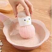 economico Utensili e gadget da cucina-spazzola per la pulizia dei cartoni animati, utensile da cucina per strofinare pentole e padelle, spazzola con manico per lavare i piatti, strumento essenziale per la pulizia della casa