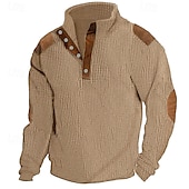 cheap Casual Henley Tee-Men&#039;s T shirt Tee Waffle Shirt Tee Top Color Block Henley Street Vacation Long Sleeve Clothing Apparel Fashion Designer Basic
