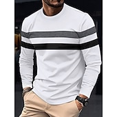 preiswerte Basic-T-Shirts-Herren T Shirt T-Shirt Langarmshirt Langarm Rundhalsausschnitt Frühling &amp; Herbst Einfach Mode Designer Basic Farbblock Urlaub Straße Ausgehen Wein Schwarz Weiß Top T-Shirt für Herren