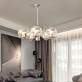 preiswerte Pendelleuchte-nordischer kreativer Chrom-Deckenleuchter moderner Chrom-LED-Deckenleuchter Kunstausstellung Pendelleuchten galvanisiertes Gehäuse LED-Beleuchtung 3/4/5 Lichtköpfe 110-240V