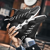 economico Sneakers da uomo-scarpe da ginnastica da uomo futuristiche con suola spessa in bianco e nero - scarpe sportive leggere e traspiranti per abbigliamento casual o da corsa