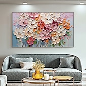 preiswerte Blumen-/Botanische Gemälde-3D-Blumenölgemälde, handgemaltes 3D-Blumengemälde, handgefertigtes Palettenmesser, Blumen-Ölgemälde, Wandkunst, großes 3D-Strukturgemälde, moderne dekorative Gemälde, impressionistisches abstraktes