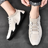 economico Sneakers da uomo-sneakers casual slip-on da uomo in pelle con caviglia in maglia a rete e suola flessibile - ideali per l&#039;uso quotidiano e le attività all&#039;aperto