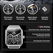 abordables Montres à quartz-nouvelle marque olevs olevs tendance montres pour hommes cadran carré calendrier lumineux des phases de lune multifonction ceinture en maille à trois yeux montre à quartz à phases de lune