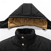 abordables Manteaux &amp; vestes-Homme Manteau d&#039;hiver Parka Poche Polyester Doublure Polaire Vacances Usage quotidien Rendez-vous Normal Mode Décontractées Confortable Chaud Automne hiver Couleur unie / unie Noir Doudoune