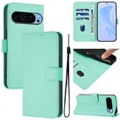זול תיק טלפון אחר-טלפון מגן עבור Pixel 9 Pro Pixel 9 Pro XL Pixel 8 Pro Pixel 8 פיקסל 9 Pixel 7 Pixel 7 Pro Pixel 6 Pixel 6 Pro כיסוי הפוך עם מעמד עם רצועת יד חריץ לכרטיס רטרו TPU עור PU
