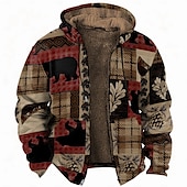 baratos moletons 3d masculinos-Homens Urso Folk Tosão Moletom Moletons Moletom Manga Longa Moletom com capuz Com Capuz Moda Impressão 3D Esportes Férias Streetwear Marron Com Cordão Outono Inverno Designer