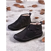 abordables Botas de nieve e invierno-Zapatos de invierno acolchados sin cordones para mujer: botas casuales impermeables y acogedoras con forro de piel para clima frío