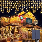 זול מופעל באמצעות אנרגיה סולארית-4m 96leds חיצוני סולארי קרח בר מחרוזת אור חצר מרזבים מרפסת גדר מדרגות חג המולד חתונה אווירה חגיגית מחרוזת אור דקורטיבית
