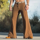 baratos Chinos-Homens Calça larga Parte inferior do sino Calças chinês Calça casual Bolsos Perna reta Tecido Conforto Macio Comprimento total Ao ar livre Diário Para Noite Moda Roupa de rua Preto Branco