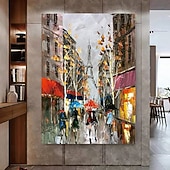 billige Landskapsmalerier-bymaling håndmalt gatelandskap maleri impresjonismemaling bykunstmaling håndmalt urban veggkunst oljemaleri håndmalt moderne bymaleri veggkunst dekor