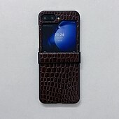お買い得  サムスン用ケース-電話 ケース 用途 Zフリップ6 Z Flip 5 Z Flip 4 Z Flip 3 バックカバー 耐衝撃 レトロ風 TPU PUレザー