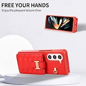 economico Cover Samsung-telefono Custodia Per Z Fold 5 Z Fold 4 Z Fold 3 Per retro con cordino con cinturino da polso Slot per schede Retrò TPU pelle sintetica