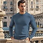 preiswerte Herrenpullover-Herren Wollpullover Pullover Kaschmir Kaschmirpullover Strickpullover Gerippt Stricken Standard Strick Glatt Rundhalsausschnitt Modisch Brautkleider schlicht Freizeitskleidung Verabredung Bekleidung