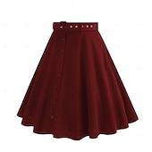 abordables Bas-Rétro Vintage Années 1950 Hepburn Jupe Ligne A Femmes Carnaval Nouvel An Mascarade Décontracté Quotidien Enterrement de Vie de Jeune Fille Adulte Jupe