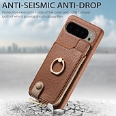 cheap Other Phone Case-Phone Case For Pixel 9 Pro Pixel 9 Pro XL Pixel 8 Pro Pixel 8 Pixel 7 Pixel 7 Pro Pixel 6 Pixel 6 Pro Back Cover with Stand Holder Ring Holder Zipper Retro TPU PU Leather