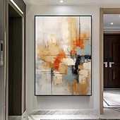 preiswerte Stillleben-Gemälde-Großes, 100 % handgemaltes abstraktes Ölgemälde in Gold auf Leinwand, handgefertigtes, reich strukturiertes Acryl-Wandgemälde, moderne Wandkunst, handgemaltes Kunstwerk, Ölgemälde mit Pattelmesser für