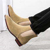 abordables Bottes de Chelsea-bottines chelsea en simili-suède pour homme – bottines décontractées à enfiler avec empiècements latéraux élastiques pour un usage quotidien, style vintage