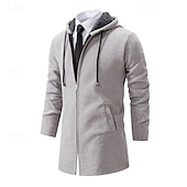 preiswerte Herren Strickjacke-Herren Weihnachtspullover Strickjacke Grobstricken Stricken Standard Zip Tasche Feste Farbe Kapuzenpullover Strickware Elegant Heim Arbeit Bekleidung Bischof Frühling Herbst Schwarz Rote M L XL