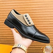 tanie Półformalny-męskie, vintage, formalne buty typu oxford – dwukolorowa sztuczna skóra i zamszowe guziki, idealne na spotkania biznesowe i specjalne okazje