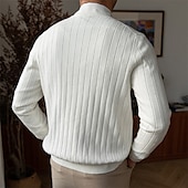 cheap Men&#039;s Cardigan Sweater-Men&#039;s Dress Sweater Cardigan Sweater Knit Sweater Ribbed Knit Regular Button Up Solid Color V Neck Fashion Classic Daily Wear Date Clothing Apparel Fall &amp; Winter Black White S M L