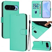 זול תיק טלפון אחר-טלפון מגן עבור Pixel 9 Pro Pixel 9 Pro XL Pixel 8 Pro Pixel 8 פיקסל 9 Pixel 7 Pixel 7 Pro Pixel 6 Pixel 6 Pro כיסוי הפוך עם מעמד עם רצועת יד חריץ לכרטיס רטרו TPU עור PU