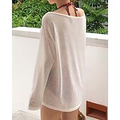 abordables Caftans-Femme Maillots de Bain Vêtement couvrant Maillot de bain Elégant Vacances Couleur unie manche longue Maillots de bain