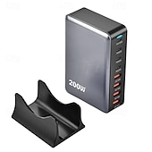 Недорогие USB-концентраторы-200 Вт usb c зарядное устройство блок gan 8-портовый usb c быстрая зарядная станция pps pd 65 Вт ноутбук зарядное устройство адаптер