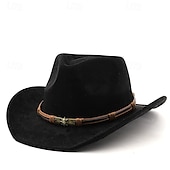 billige Hatter til herrer-Herre Solhatt Cowboyhatt Fedora Trilby-hatt Svart Kamel Ull Gammeldags stil Mote 18. århundre delstaten Texas Daglig Temafest Ensfarget / vanlig farge Solkrem Cosplay