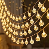 abordables Guirlandes lumineuses à piles-Guirlande lumineuse de Noël à bulles de cristal, 5 m, 50 LED, alimentée par batterie, pour sapin de Noël, nouvel an, fête, maison, jardin, balcon, pendentif, camping en plein air, mariage, décoration