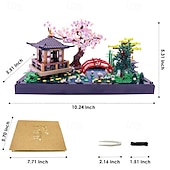 halpa Rakennuslelut-Mikrokokoiset Rakennuspalikat Setit Kiinalainen Zen Puutarha Arkkitehtuuri ja Kirsikankukkabonsai Rakennuslelut Aikuisille Japanilainen Sakura Talo Mini Tiilet Lahjaksi Lapsille 142280 KPL Joululahja