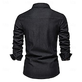 economico Camicie da uomo-Per uomo Camicia Camicia in calicò Maglietta informale Camicia con bottoni Camicia di jeans Liscio Giornaliero Da mare Blu chiaro Nero Blu Grigio scuro Manica lunga Colletto Primavera estate
